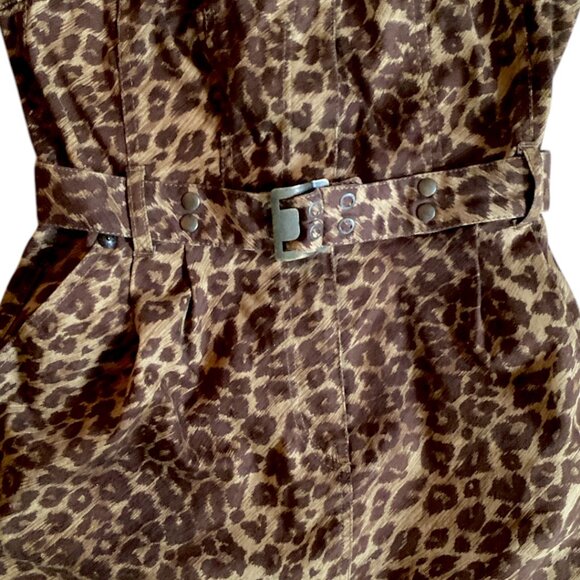 Vintage Y2K Plein Sud Strapless Dress Leopard Belted Denim Mini Dress Size 38- S - Picture 3 of 12